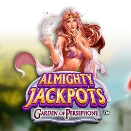 Almighty Jackpots: Garden of Persephone slot logo by Novomatic at Priced Up Casino